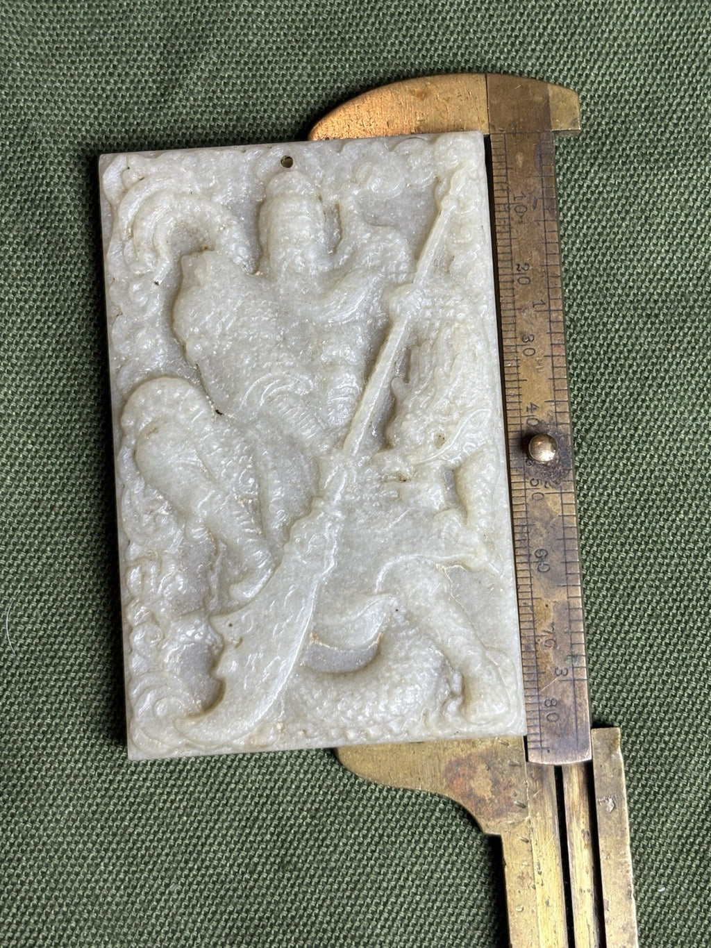 Antique Old Chinese Natural Jade Carved Double Sided Plaque 93 grams
