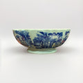 Antique Victoria Ware Ironstone Bowl Upside-Down Scene Blue Transfer c1900 Rare