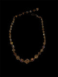Vintage Peach AB Crystal Bead Necklace 15” Faceted Glass Choker Hook Clasp