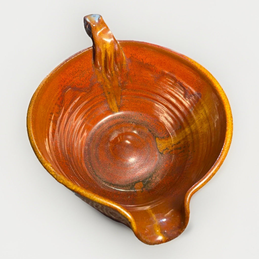 MCM Joel Edwards Studio Pottery Sculptural Handled Lava Glaze Bowl