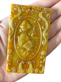 Qing Dynasty Yellow Jade Poetic Plaque – Double-Sided Carving of Beauty & Verse