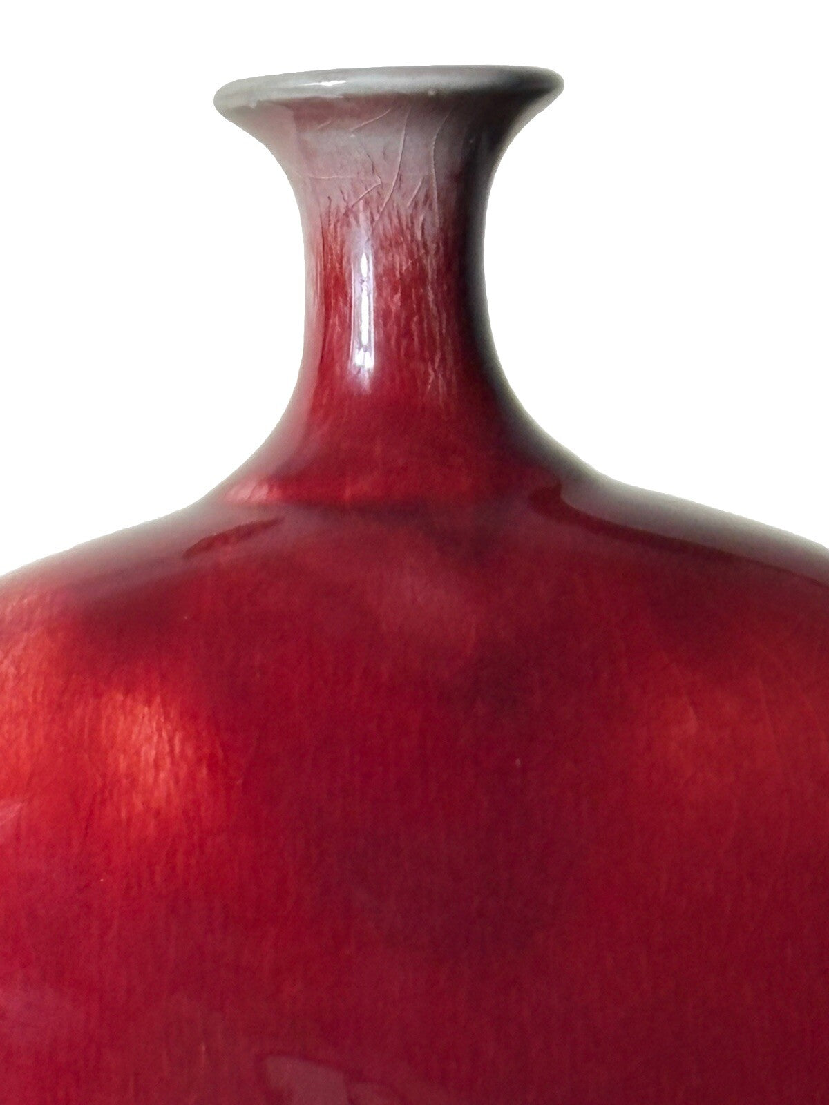 12” Chinese Oxblood Flambé Moon Flask Vase Langyao Hong Qing Style Marked