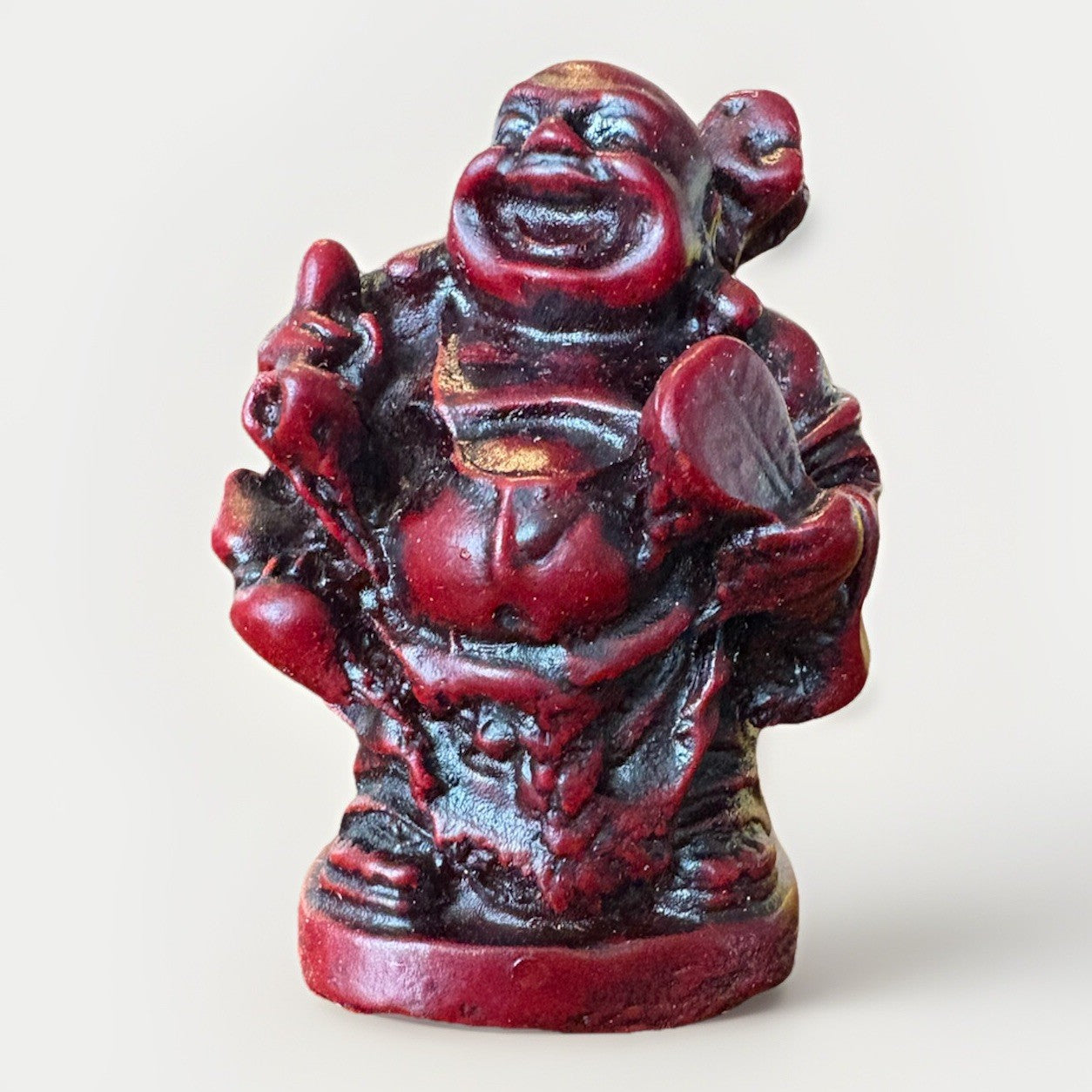 Mini Vintage Chinese Buddha Resin Laughing  Statue Figurine Happy Figured