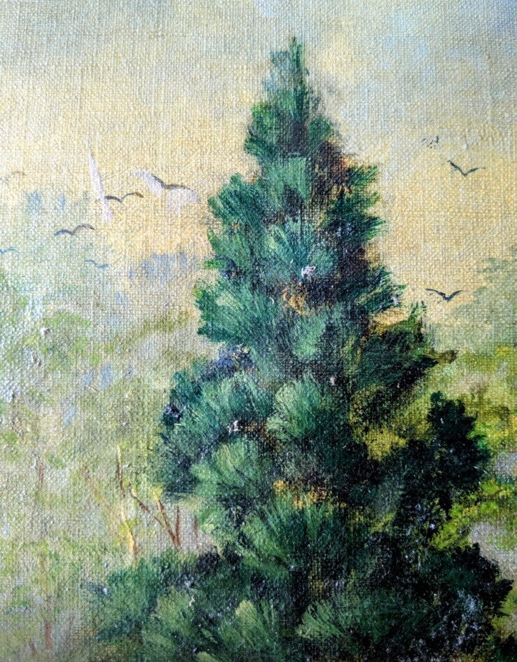 Franklin Barrett 1929 Original Oil Painting Garden Scene 42x30 Gilt Frame