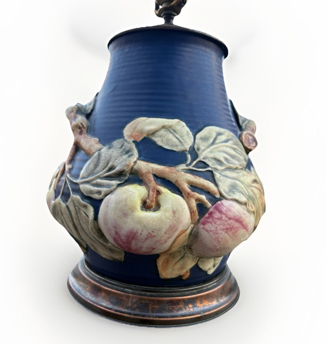 Antique Weller Baldin Apple Pottery Lamp Base