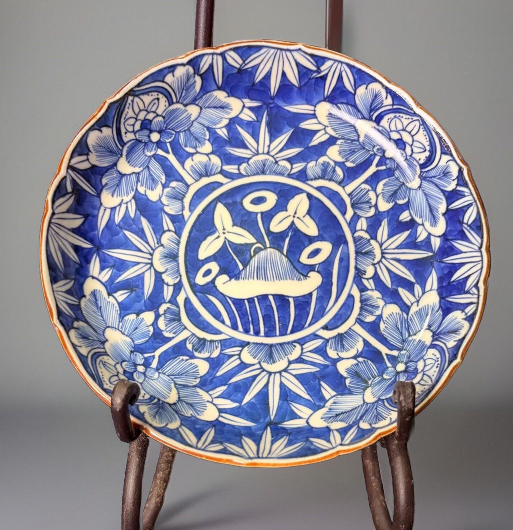 Set of 5 Antique Japanese Arita Blue & White Plates Chenghua Mark Meiji Era