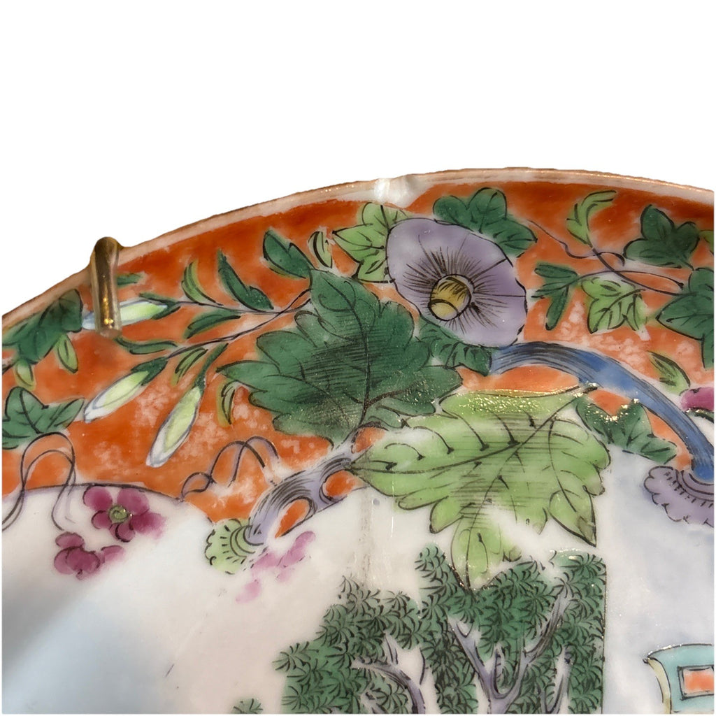 Pair Antique Chinese Famille Rose Figural Plates Qing 8”