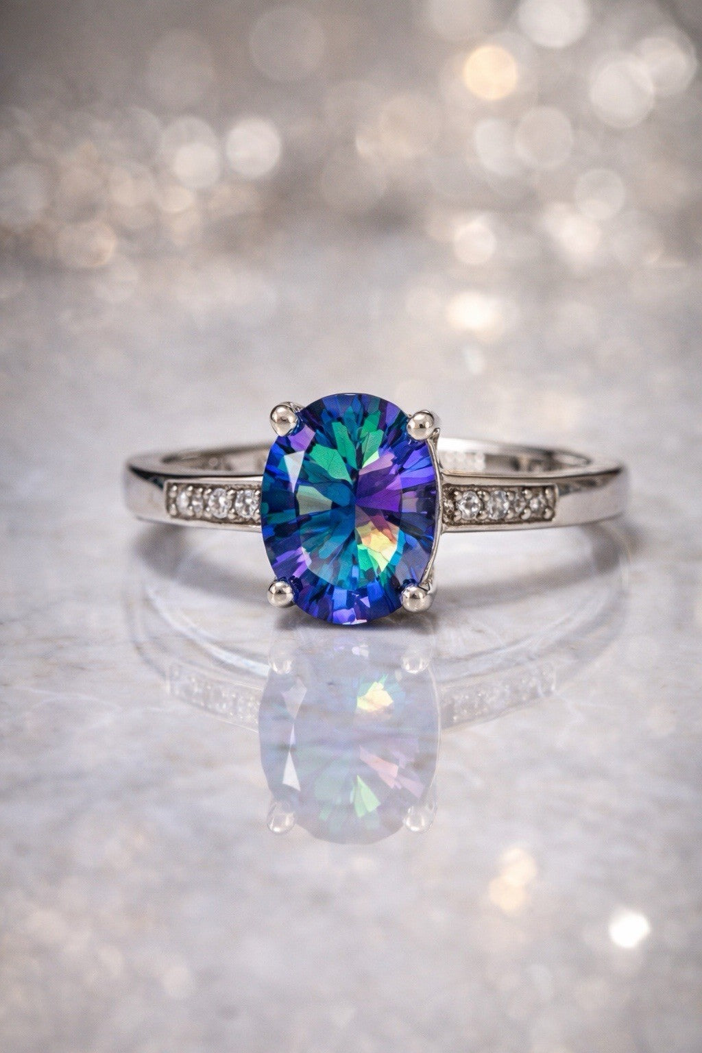 Mystic Topaz Ring Sterling Silver Jewelry  Size 7.75