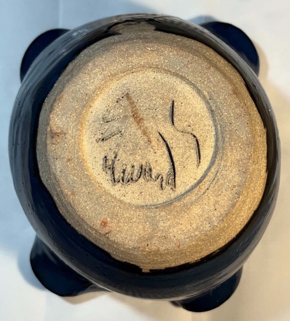 Edwards Studio Pottery Freeform Blue Art Bowl Mid Century