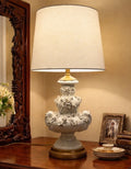 Vintage Blanc De Chine Porcelain Floral Relief Table Lamp Hollywood Regency