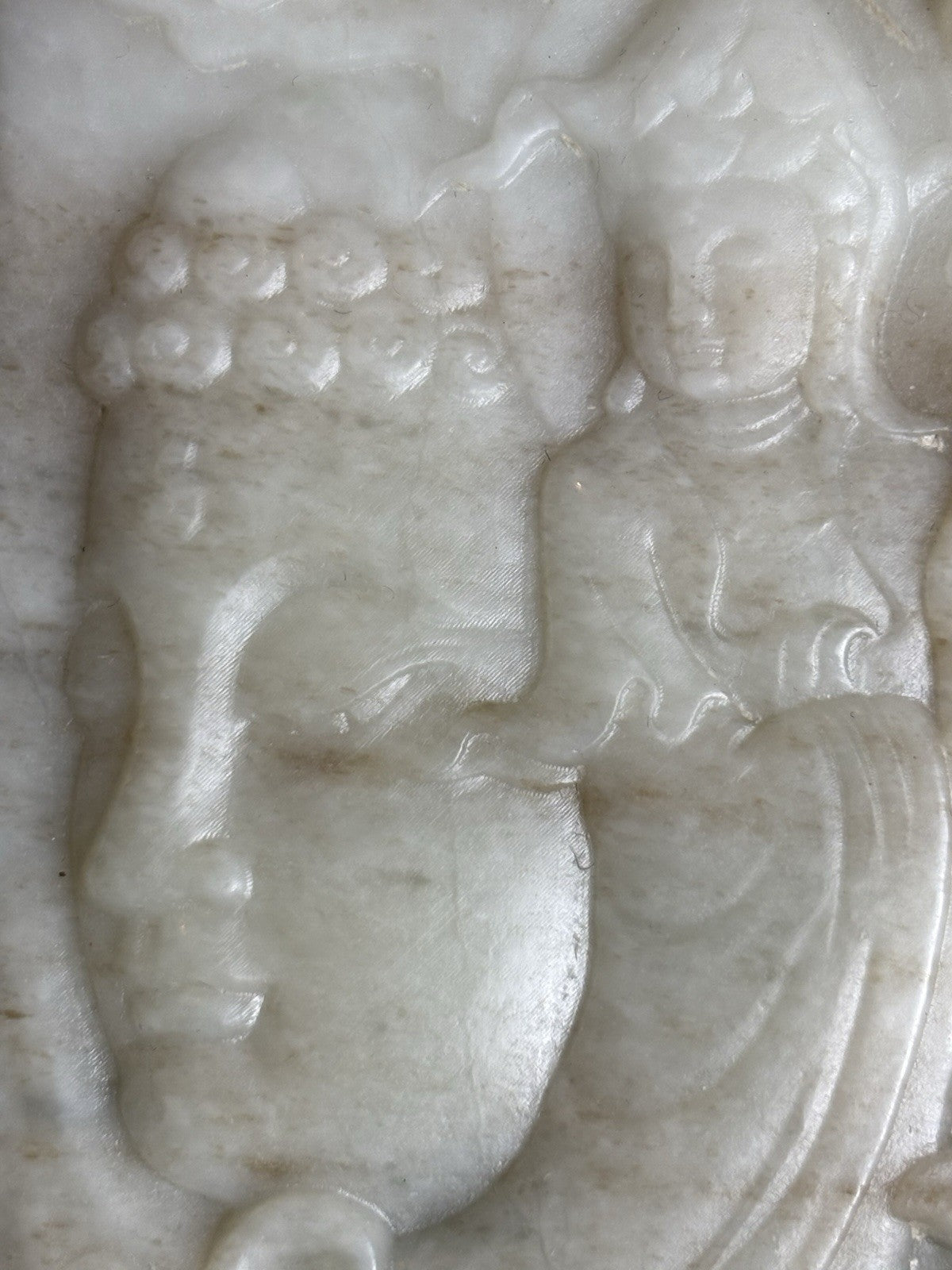 Antique Old Chinese Natural Jade Carved Double Sided Guan Yin 76 grams