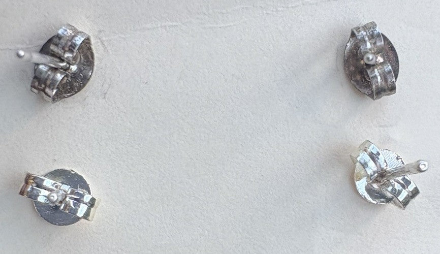 Sterling Silver & Gold-Plated Round Cut Simulated Diamond Stud Earrings Set