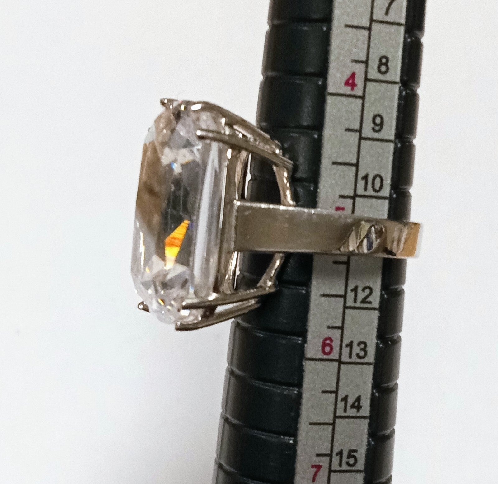 Chunky Emerald Cut Quartz Sterling Silver Vintage RingSize 5