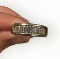 Men’s 10 Grams 18k White Gold Baguette Diamond Band Ring Size 10
