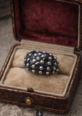 Vintage Italian 925 Sterling Silver Dome Cluster Ring with Blue Sapphire Sz 5 7g