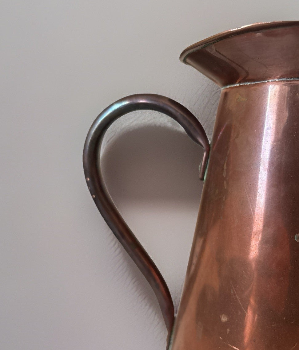 Antique Solid Copper Pitcher Rustic Farmhouse Primitive Country Decor 10”