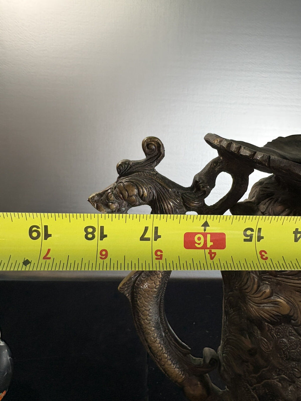 18” Rare Antique Bronze Urn Dragon Handles Mythological Relief 19th Century Art