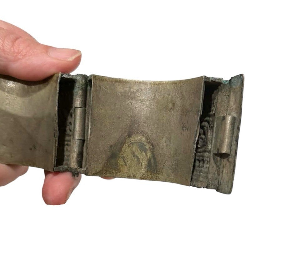 19th C Antique Ottoman / Berber Silver Hinged Tribal Cuff Bracelet