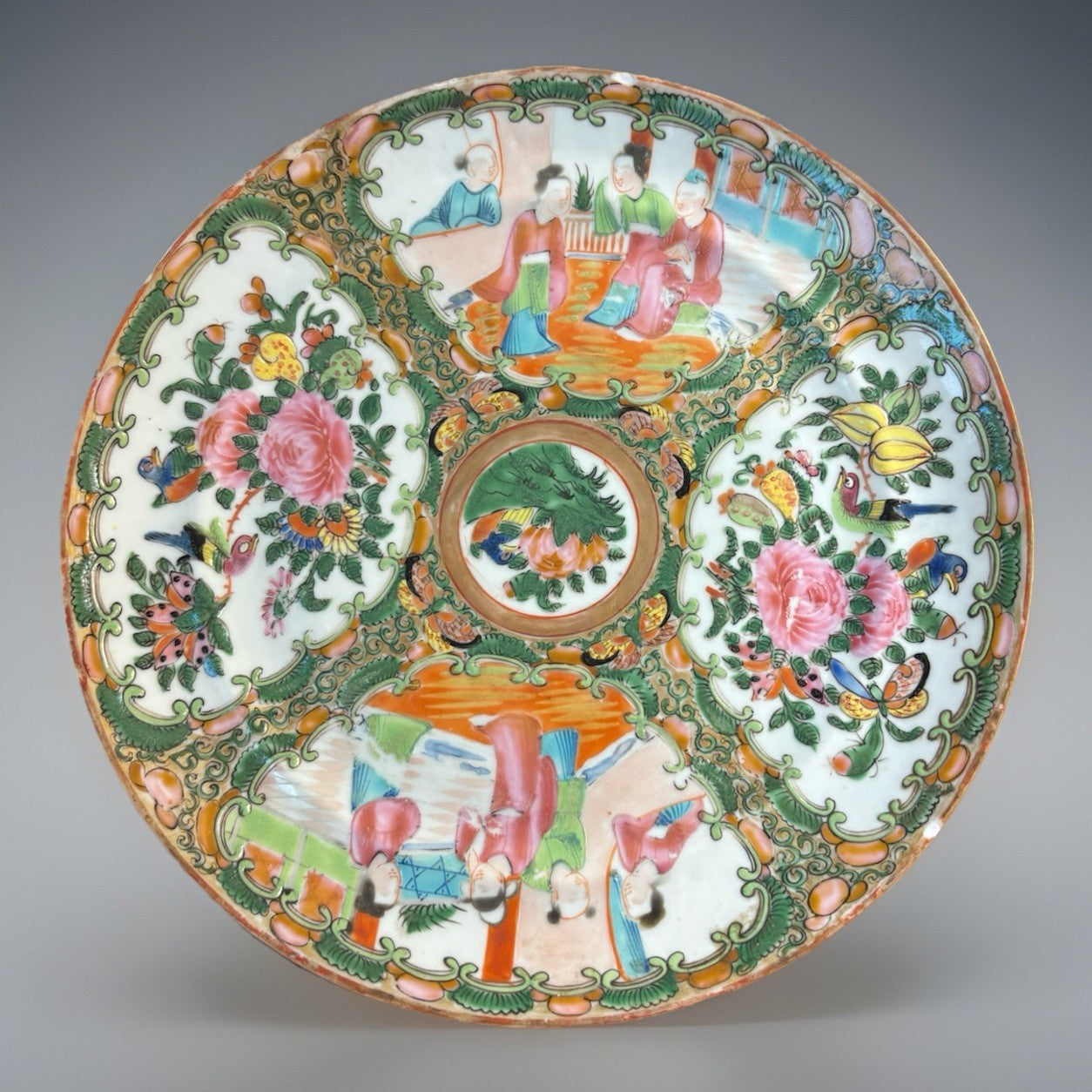 Antique Chinese Rose Medallion Plate 19thC Famille Rose Raised Enamel Export