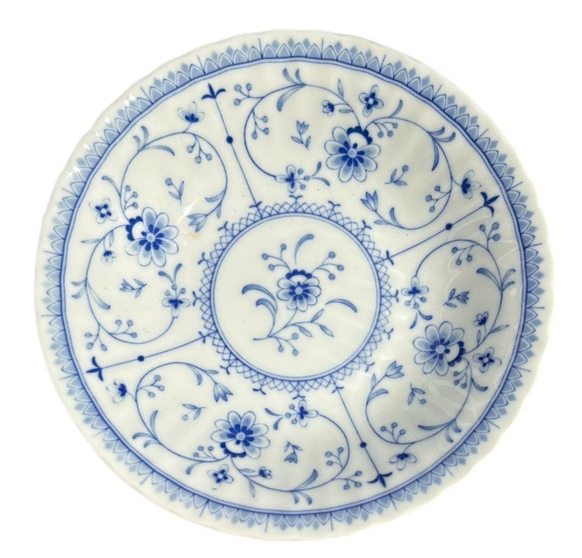 Vintage Japanese Blue White Porcelain Bowls European Love T.H. Japan Set of 5