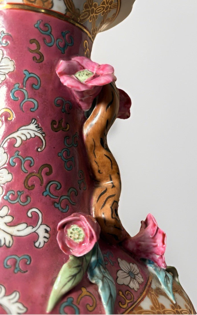 Monumental Chinese Famille Rose Porcelain Vase Lamp 36” – Applied Florals