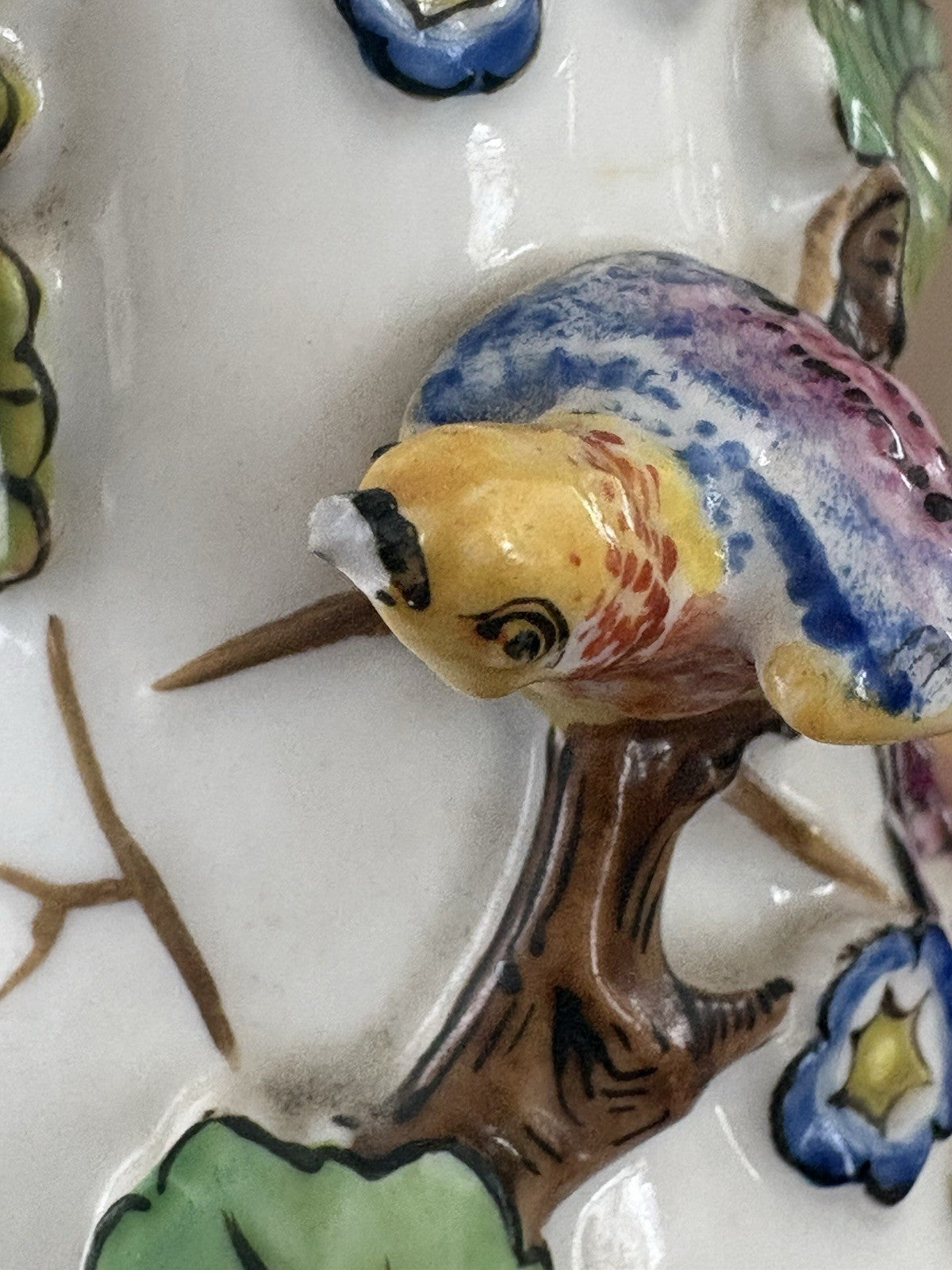 Antique Continental Porcelain Vase Figural Birds Squirrels Gilt