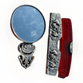 Vintage Hans Jensen Denmark Tavern Scene Silver Plated Hair Comb & Mirror Set