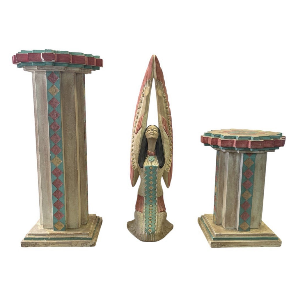 Rare Austin Productions 1989 Southwestern Sculpture Pedestal Set 3 Pc