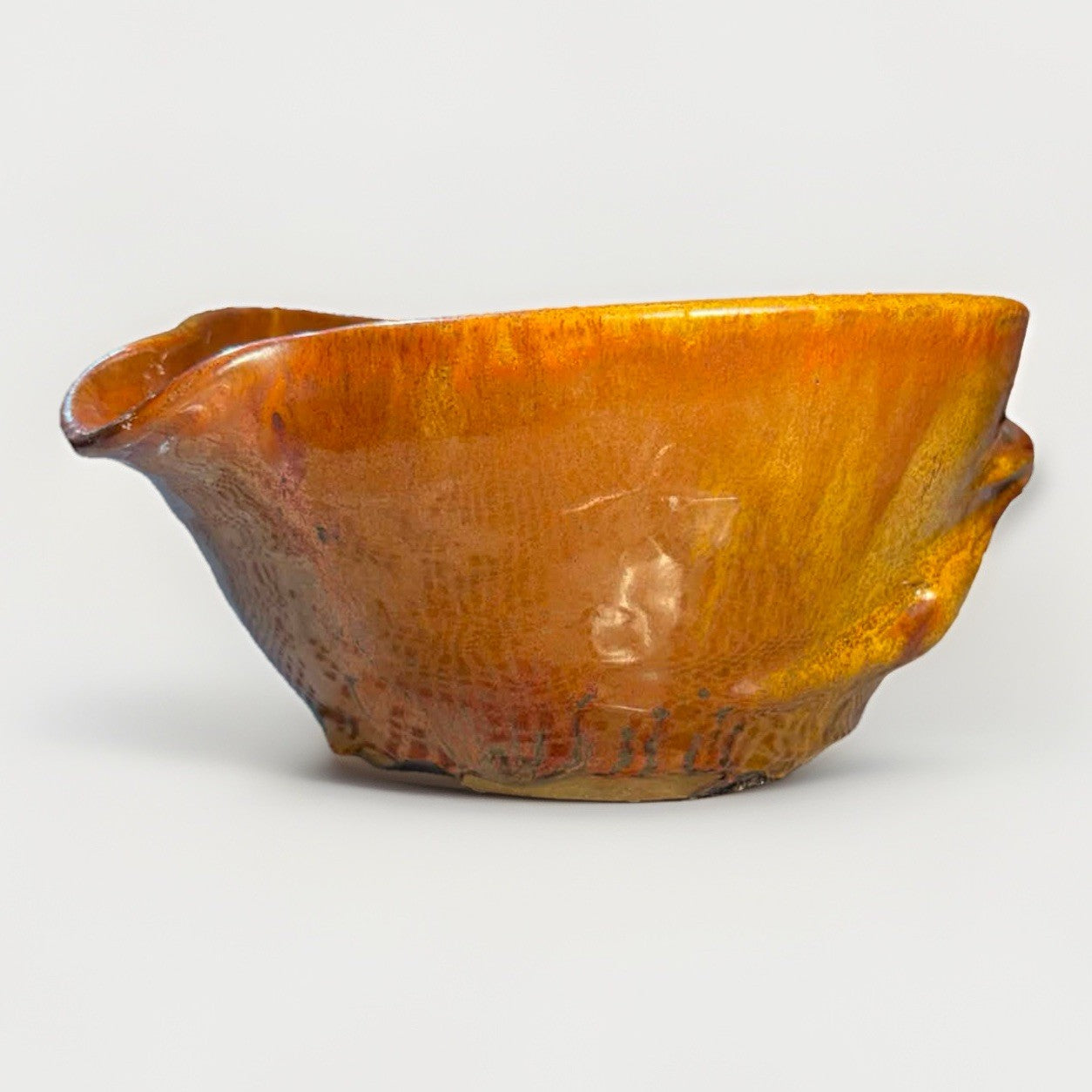 MCM Joel Edwards Studio Pottery Sculptural Handled Lava Glaze Bowl