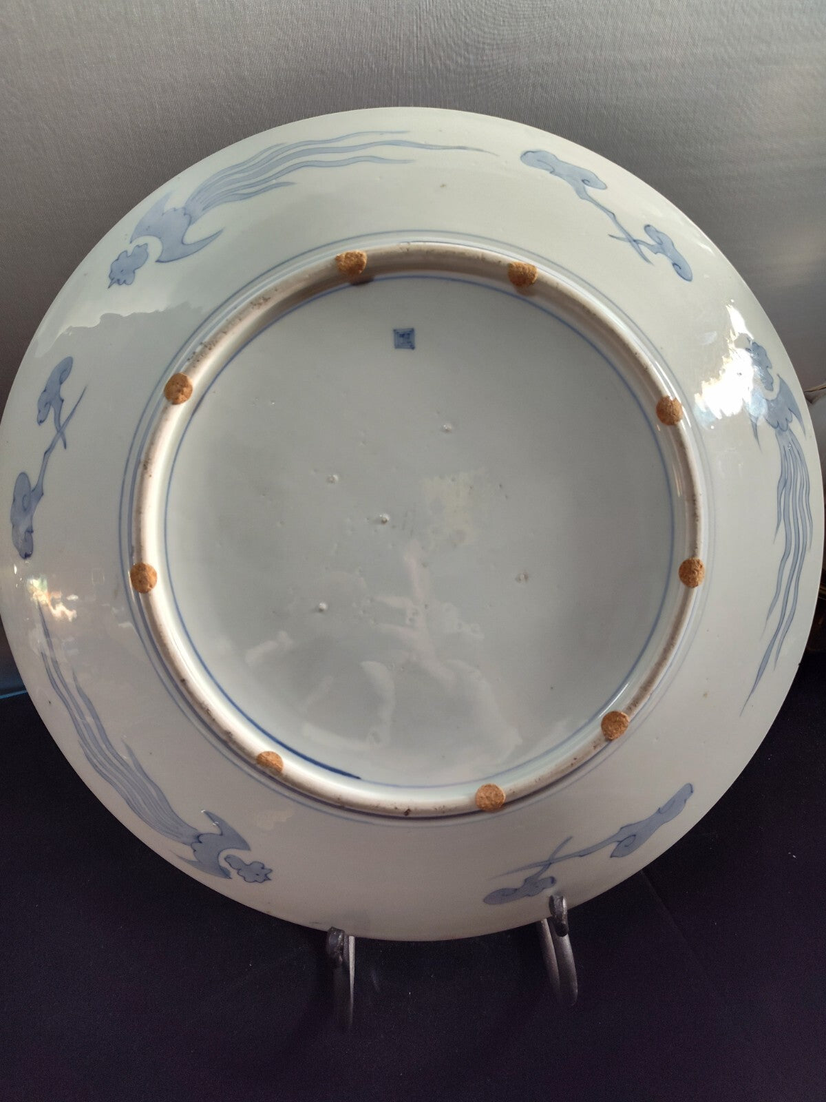 18"In XLARGE 19th C. JAPANESE PORCELAIN CHARGER, mountains, birds
