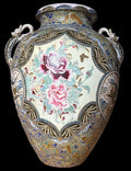 Large 1800s Satsuma Kinkozan Vase – Gilt Dragons, Phoenix, Roses, Heavy Enamel