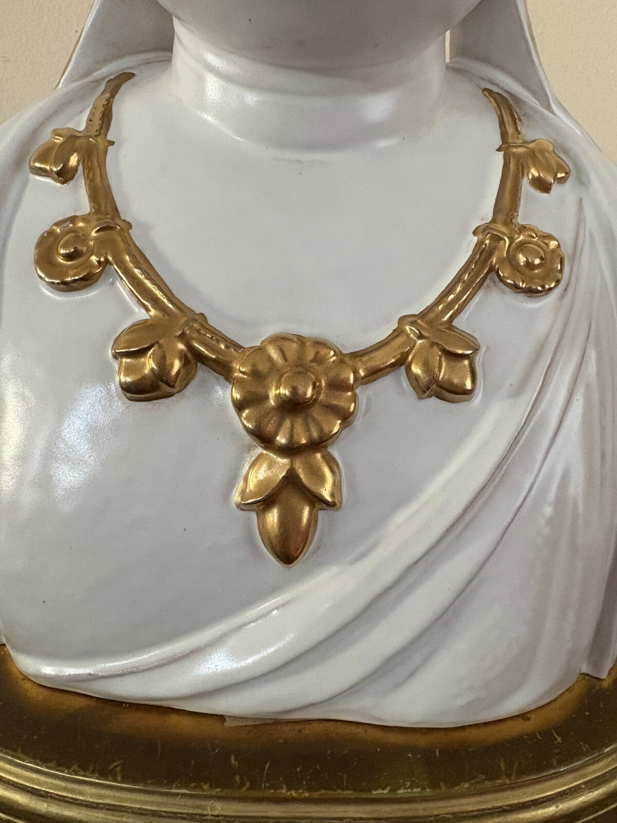 Vintage Italian Porcelain Buddha Bust Lamp Gilded Crown Hollywood Regency