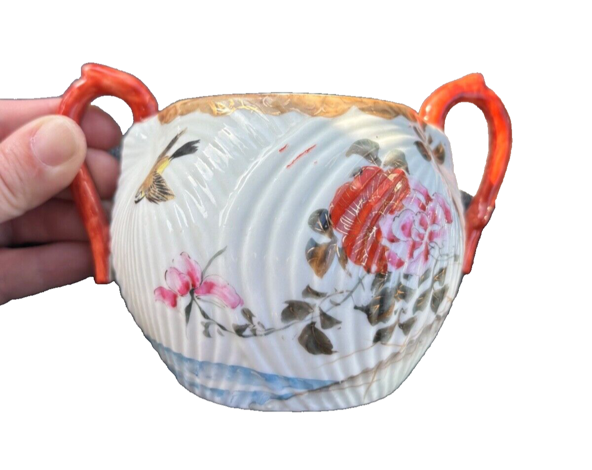 Chinese Asian Tea Cup  - Hand Painted LANDSCAPE BIRDS DESIGN - VERY OLD