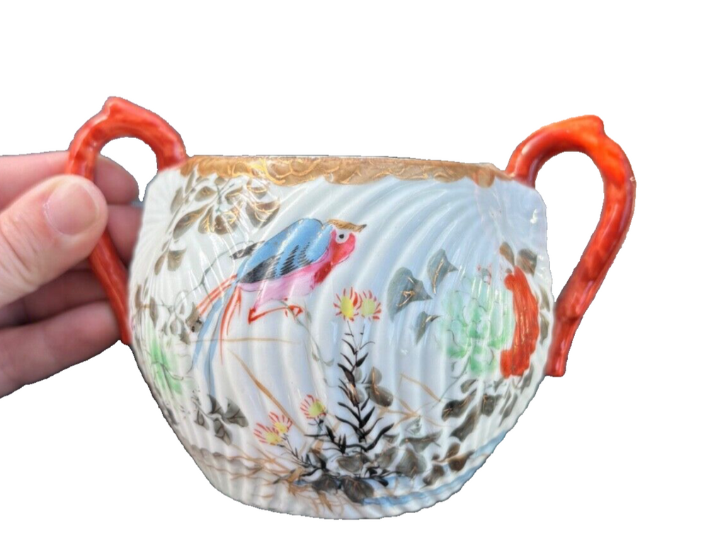 Chinese Asian Tea Cup  - Hand Painted LANDSCAPE BIRDS DESIGN - VERY OLD