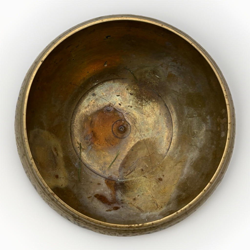 ANTIQUE BRASS ENGRAVED BOWL MARKED Made In India