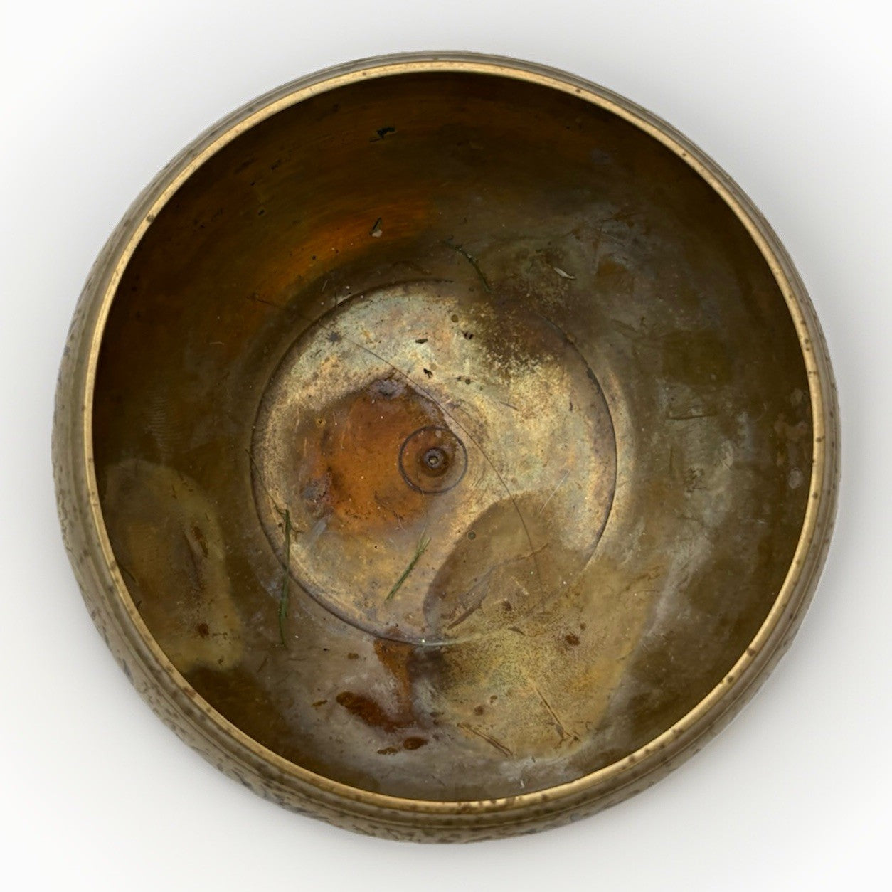 ANTIQUE BRASS ENGRAVED BOWL MARKED Made In India