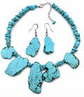 Turquoise Nugget Statement Necklace & Matching Earrings Southwestern Boho Set