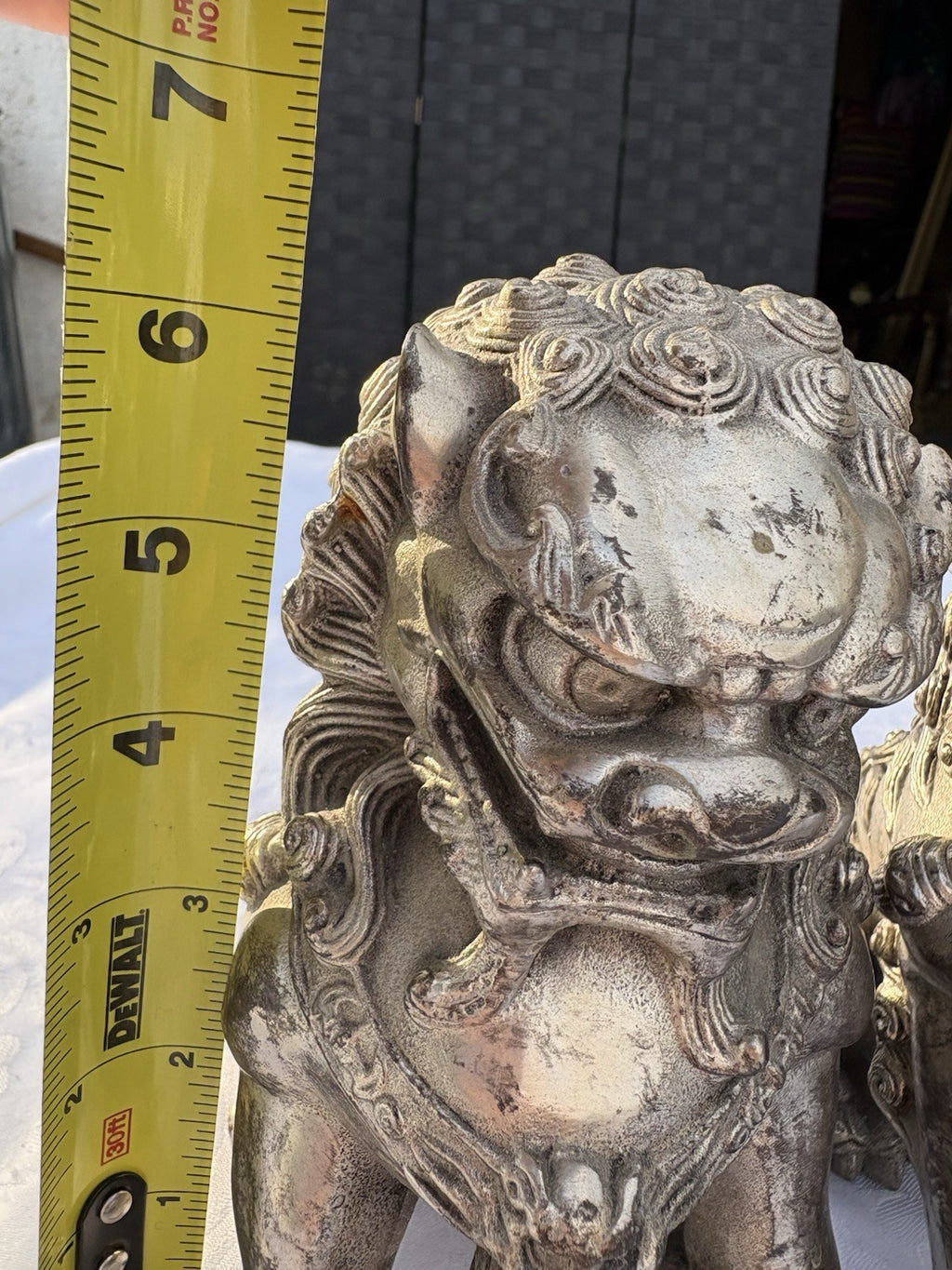 Vintage Metal FOO DOGS: Pair of Heavy Metal Foo Dog. 6”x4”x3”