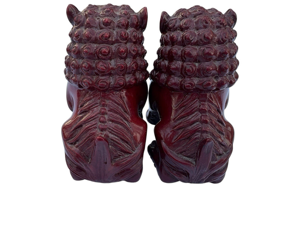 Vintage Red Resin FOO DOGS: Pair of Foo Dog.