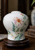 Antique Chinese Hand Painted Porcelain Scholar Vase Floral Republic Era