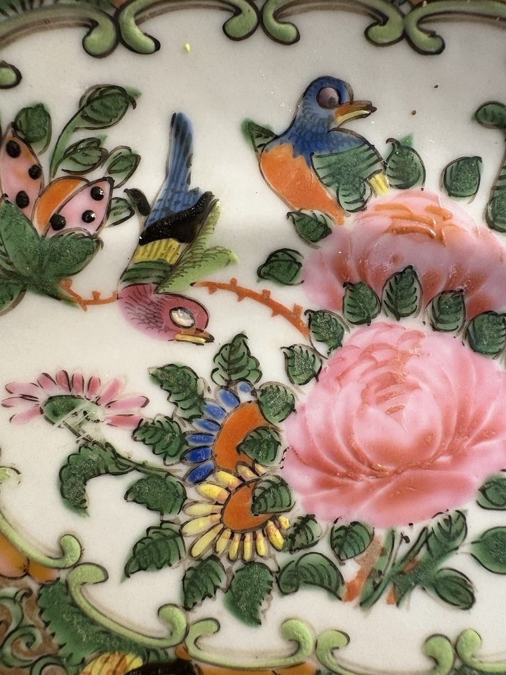Antique Chinese Rose Medallion Plate 19thC Famille Rose Raised Enamel Export