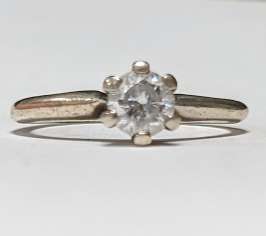 Vintage CZ White Sterling Silver Ring Size 6.5