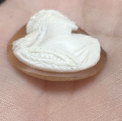 Antique Victorian Agate Cameo Classical Lady Profile Hand Carved 1”