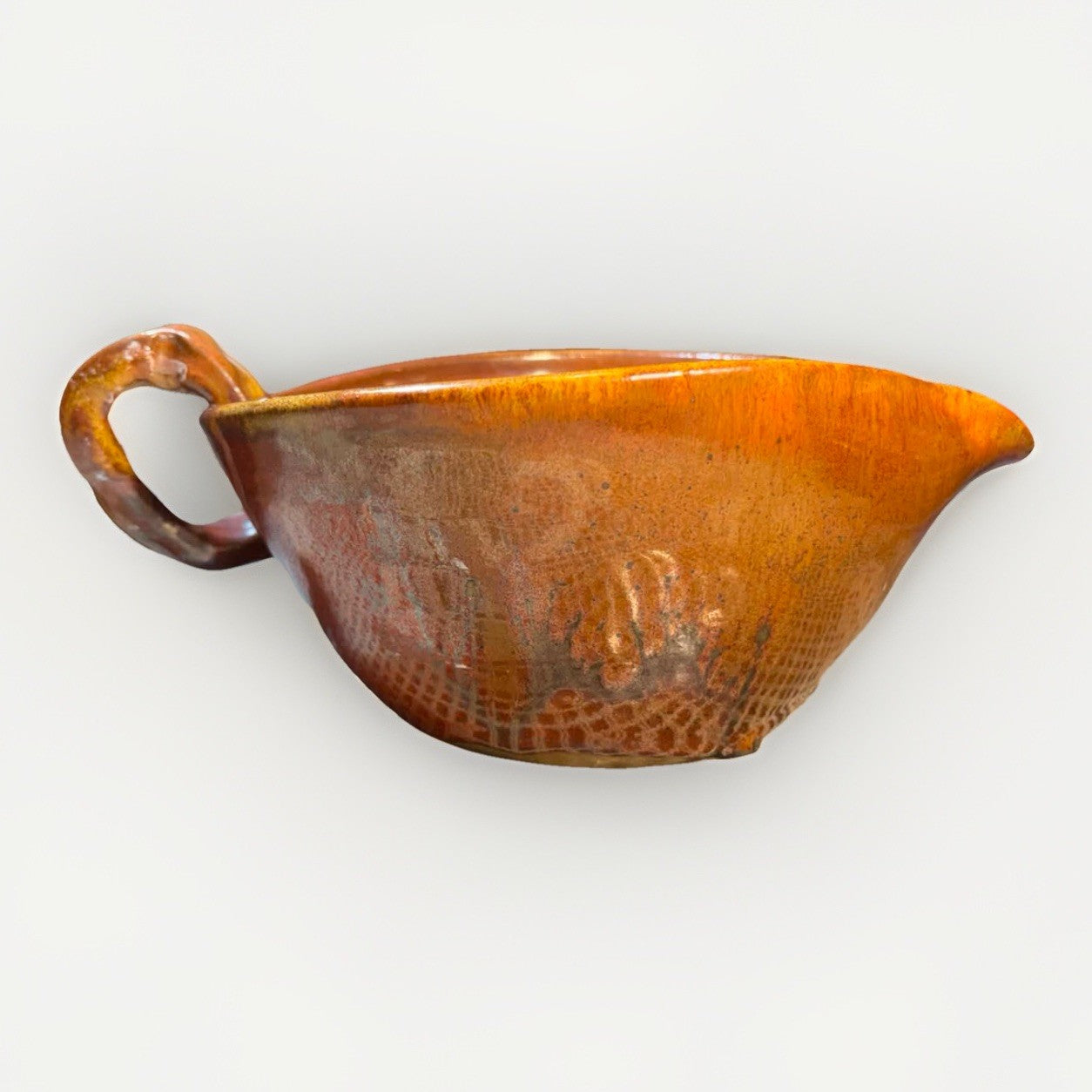 MCM Joel Edwards Studio Pottery Sculptural Handled Lava Glaze Bowl