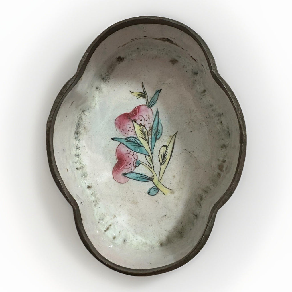 Antique Chinese Enamel On Copper Tricket Bowl, Late Qing Period Marked!