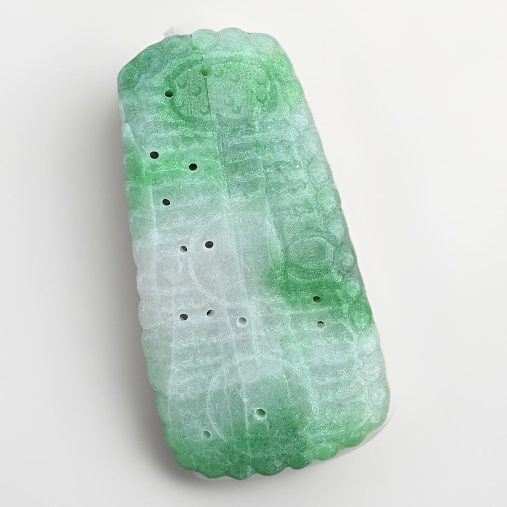 Antique Chinese Natural Jade Openwork Lotus Plaque Carving 143g Estate