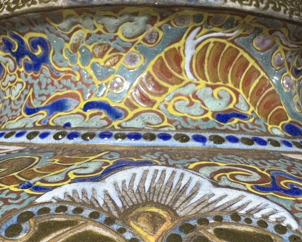 Large 1800s Satsuma Kinkozan Vase – Gilt Dragons, Phoenix, Roses, Heavy Enamel