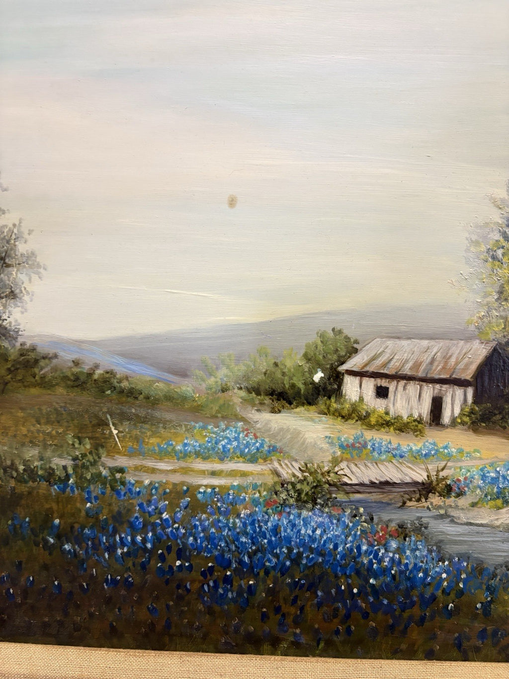 VINTAGE OIL CANVAS LANDSCAPE PAINTING SIGNED Lillian Brunner Hatterman