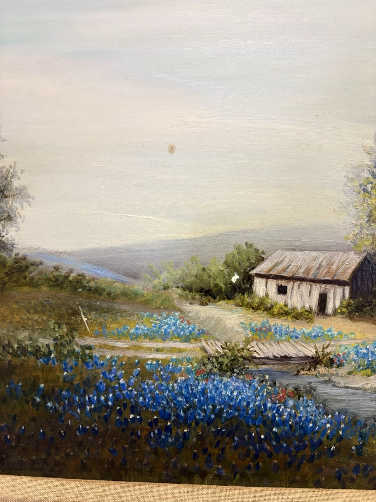VINTAGE OIL CANVAS LANDSCAPE PAINTING SIGNED Lillian Brunner Hatterman