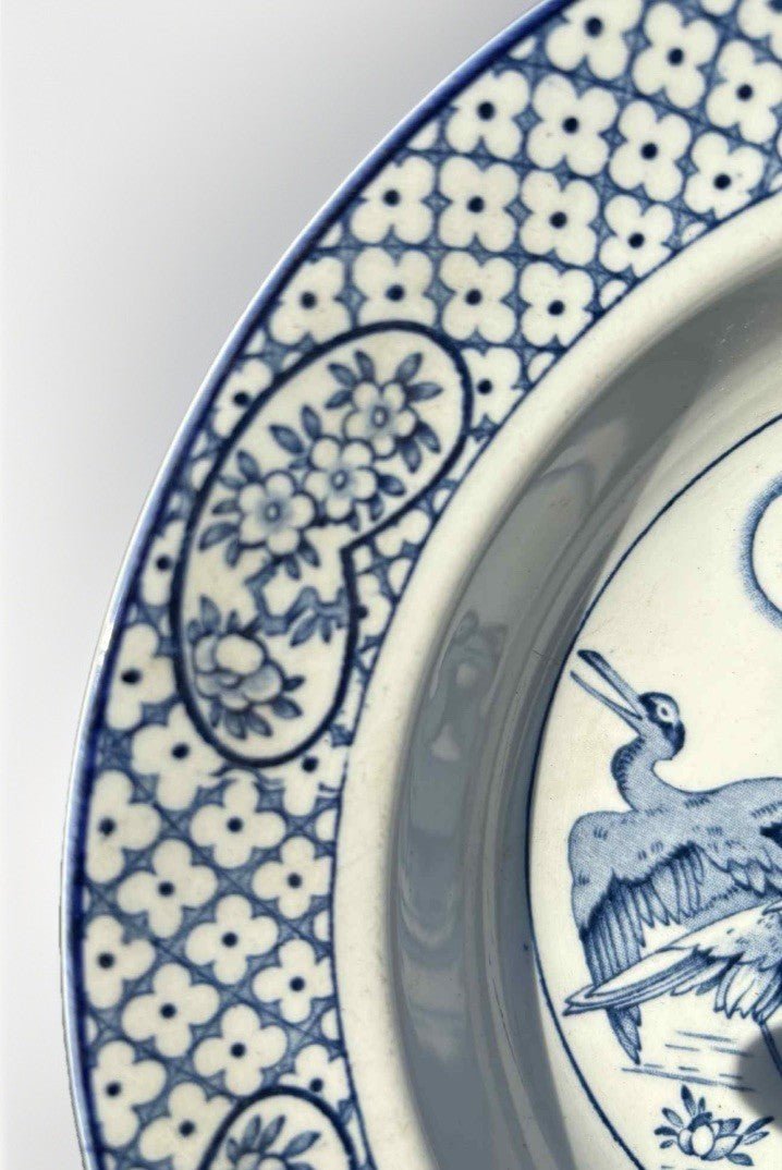 Antique English Blue White Transferware Plate Orient Hales Hancock Godwin 9”
